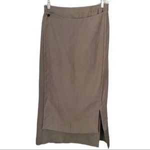 NWOT ESKANDAR Scandi Minimalist Linen Apron Wrap A-Line Maxi Skirt Taupe 8 - 10